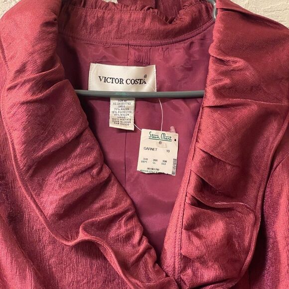 Vintage Victor Costa  Ruffle Cocktail Party Formal Jacket W/ Tie  NWT 10 - Picture 2 of 12